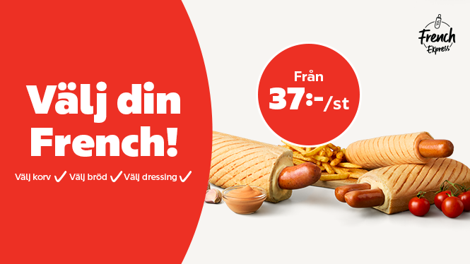 French hotdog med pommes