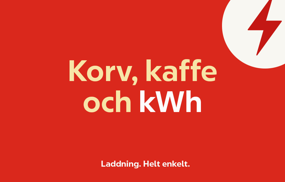 Korv kaffe och kWh med en blixt